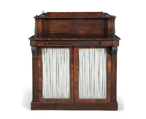 ***PLEASE NOTE THIS CABINET IS STAMPED WILLIAMS &amp; GIBTON AND NUMBERED***A REGENCY ROSEWOOD SIDE CABINET BY WILLIAMS &amp;
