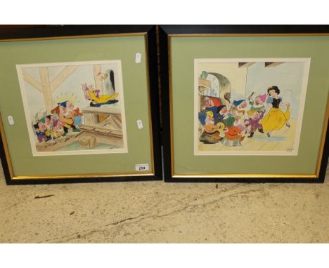 AMERICAN SCHOOL "Scene from Snow White and the Seven Dwarves" with another similar, together with four black and white engrav