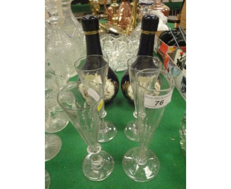 A set of three 19th Century ale glasses of slim conical form, together with a further conical ale glass and a pair of ceramic