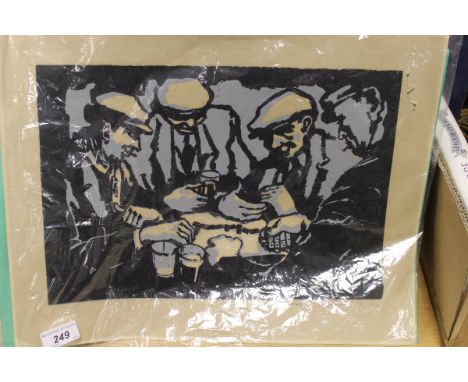 AFTER NORMAN CORNISH (1919-2014) "Miner's playing dominoes", silkscreen print, signed in pencil lower right (ARR) CONDITION R