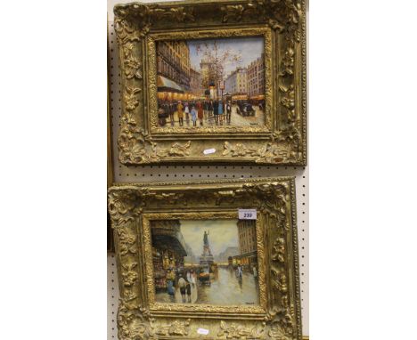 CORRE "Early 20th Century street scenes", oils on panel, a pair, signed lower right (2)
