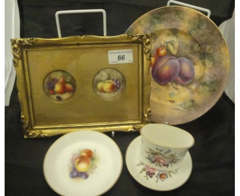 A collection of thirteen Royal Worcester porcelain cabinet pieces, to include miniature cup painted with fruit, signed "T. Lo