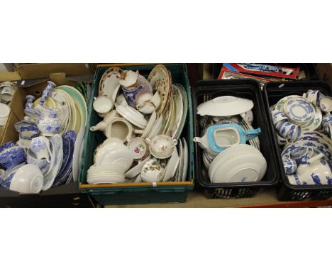 Four boxes of assorted decorative china to include Spode "Italian", Susie Cooper, various Victorian and Edwardian china wares