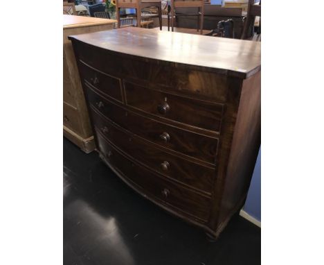 A 19th century mahogany bow front chest of drawers, 123cm width