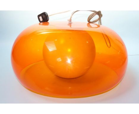Three orange Perspex light fittings