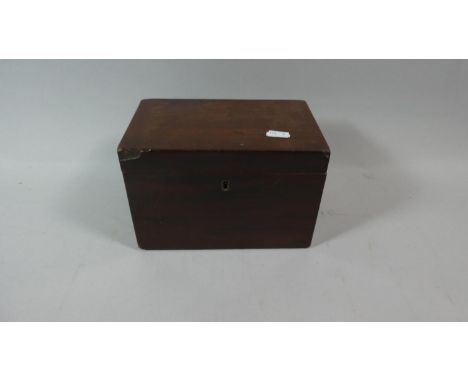 A 19th Century Mahogany Two Division Tea Caddy Box For Restoration, 21cm Wide 