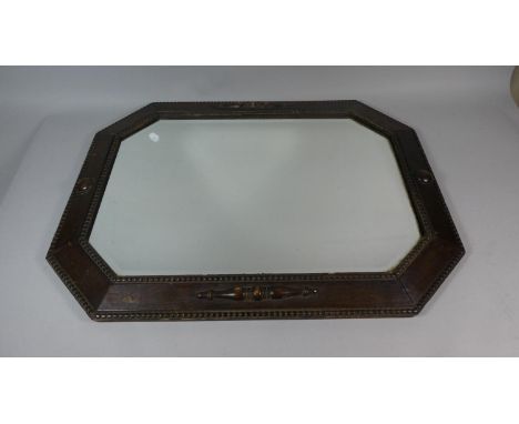 An Edwardian Oak Framed Wall Mirror, 74cm Wide 