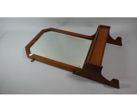 An Edwardian Mahognay Wall Hanging Mirror with Base Glove Compartment Having Hinged Lid, 36cm Wide 