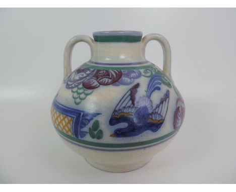 Early Carter, Stabler and Adams Poole Pottery PN Pattern 'Bluebird and Trellis' Vase by Truda Carter c1925 - Painters Mark fo