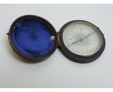 Cased Pocket Compass - 4.5cm Across 
