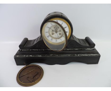 Victorian Slate and Marble Mantel Clock - A/F 