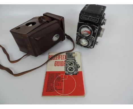 Rolleiflex 3.5 Camera with Leather Case and Guide Book 