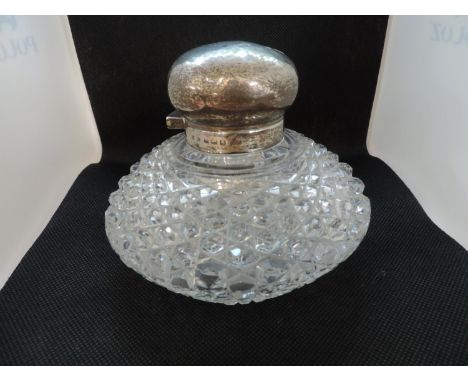 Cut Glass Silver Mounted Inkwell 