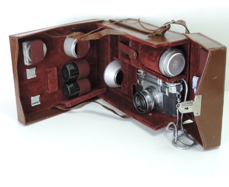 Zeiss Ikon Contax Camera in Fitted Leather Case with Accessories and Bill of Purchase 