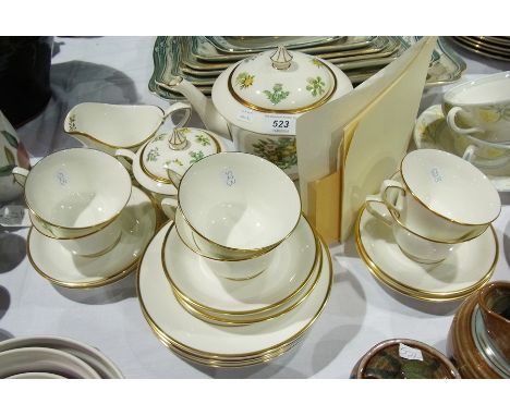 Royal Worcester china "Wildflowers of Britain" wedding teaset decorated with the thistle of Scotland, the winter Aconite, the