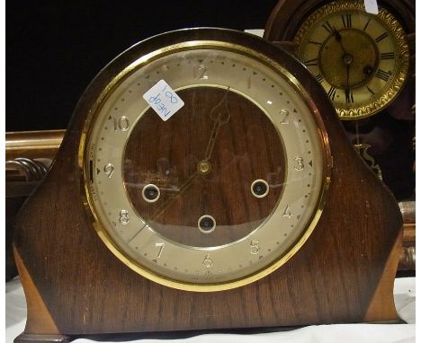 Oak Westminster chime mantel clock and three other timepieces 