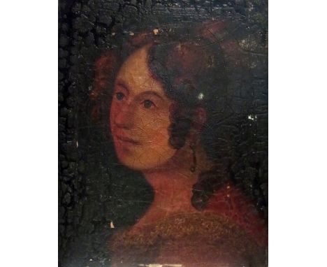 Oil on canvas 17th/18th century school Head and shoulders portrait of a lady, unframed,38 x 30cm
