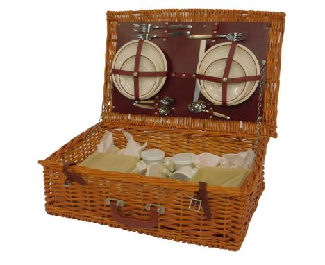 A Brexton picnic hamper, with a fitted interior, to include thermos flasks, spotted plates, etc.