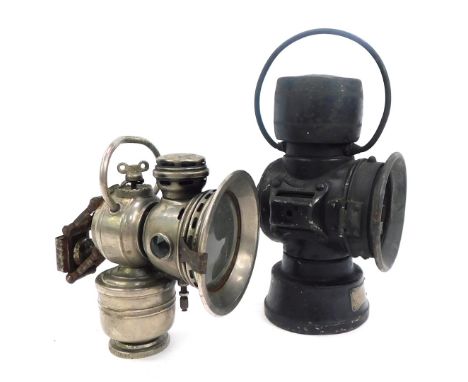 A Lucas King of the Road lamp casing, No 631, 27cm high, together with a Powell &amp; Hall Limited Birmingham Revenge bicycle