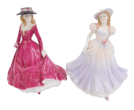 Two Royal Worcester ladies, comprising Christina and Catherine, as part of the Les Petites range, 17cm high. (2)