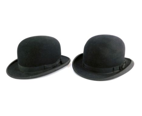 Two 20thC black bowler hats, comprising Trio, size 7, and S K Briggs 'The Snowflake'. (2)
