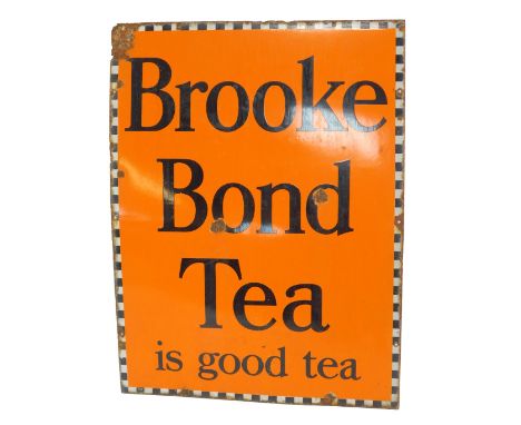 A 20thC Brooke Bond tea enamel sign, of rectangular form, single sided, 'Brooke Bond Tea is Good Tea', 104cm x 76.5cm. (AF)