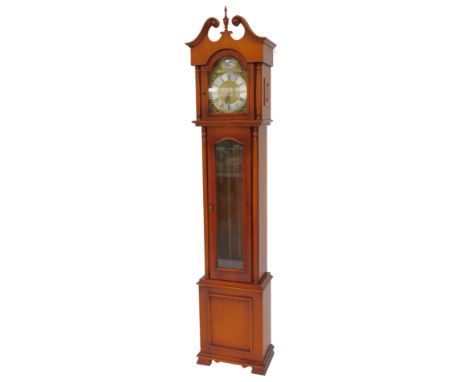 A 20thC mahogany cased longcase clock, the brass dial with silvered chapter ring bearing Roman numerals, cherub spandrels, th