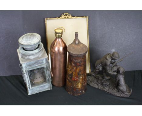 Group of mixed collectables to include a C. Ouvrard &amp; M. Villars French copper lantern, William Crawford &amp; Sons Kvas 