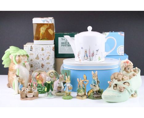 20 Beatrix Potter figures to include Coalport, Enesco, Border Fine Arts, etc (featuring boxed examples); plus a Beatrix Potte