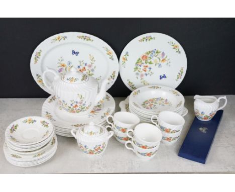 Aynsley ' Cottage Garden ' tea &amp; dinner ware to include teapot &amp; cover, 6 teacups &amp; saucers, 6 tea plates, sugar 