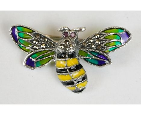 Silver and Enamel Bug Brooch 