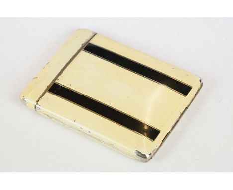 Art Deco Cream and Black Enamel Cigarette Case 