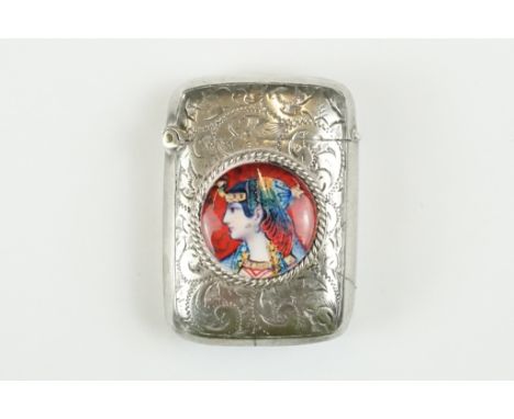 Silver Vesta Case with enamel panel 