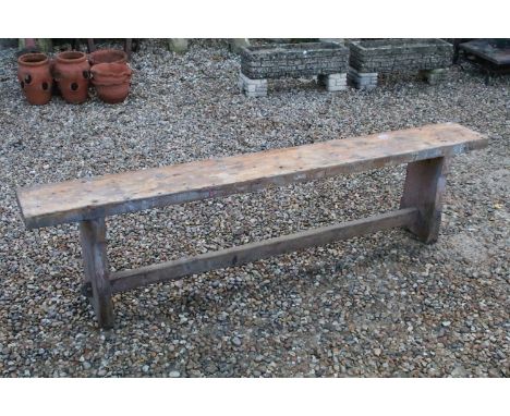 Pine Bench of pegged construction, 183cm long x 46cm high 