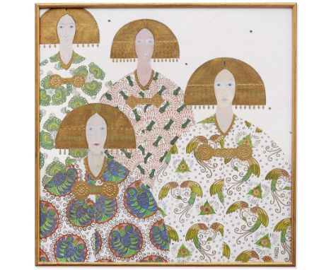 VITTORIO ZECCHIN (1878-1947)Matrone signed with the artist's monogram (lower right)oil, tempera, gold leaf and pencil on pane