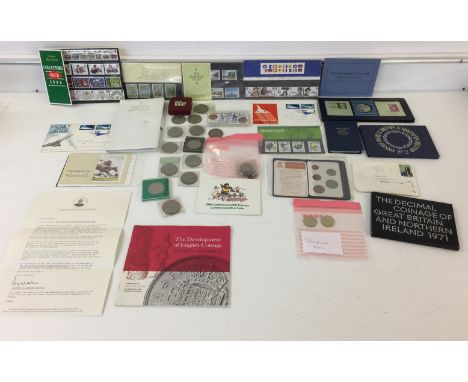 COIN SETS, CROWNS, STAMP COVERS & POST DECIMAL COINS - mixed lot to include 1973 Royal Wedding First Day Cover with silver me