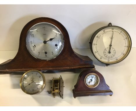 CLOCKS - mixed lot to include a Dent of London start/stop clock (7'' diameter), Smiths Enfield mantle clock, miniature mantle