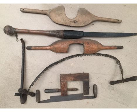 CARPENTRY TOOLS - Seven assorted pieces of antique & vintage carpentry/woodworking tools.
