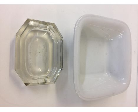 LUFTWAFFE PORCELAIN BOWL / RECHENBERG ASHTRAY - A ceramic bowl marked verso with Plankenhammer Floss Bavaria 1041, with the L