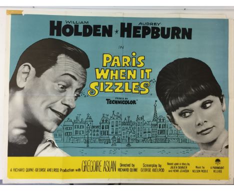 IN PARIS WHEN IT SIZZLES ORIGINAL UK QUAD - An original folded UK quad (30"x40") poster for 'In Paris When It Sizzles'. Very 