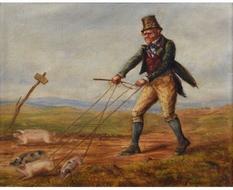 Attributed to Erskine Nicol (Scottish 1825-1904) "Going to Market", unsigned, oil on canvas.19.5cm x 24.5cm (7.75in x 9.75in)