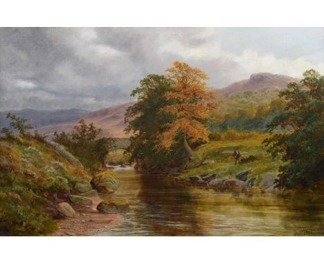 Henry W. Henley (British fl. 1891-1895) "On the Machna, North Wales", signed, titled on verso, oil on canvas.49.5cm x 75cm (1