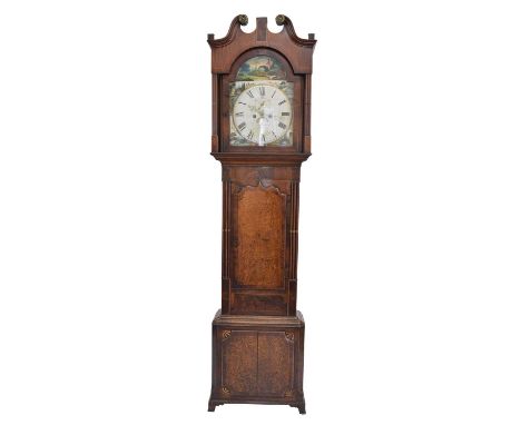 Late 18th-century longcase clock, James Topham, Nantwich, 8-day movement striking on a single bell, painted dial with Roman n