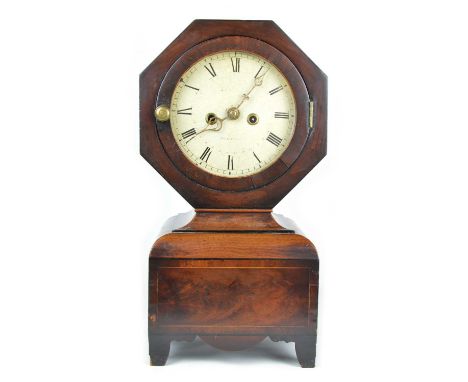 Early 19th-century Scottish mantel clock, 8-day double fuse movement, striking on single bell, white painted eight inch circu