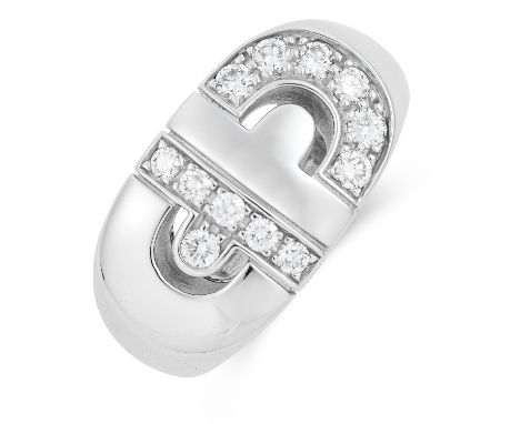 DIAMOND PARENTESI RING, BULGARI set with round cut diamonds totalling approximately 0.36 carats, size N / 6.5, 8.5g.