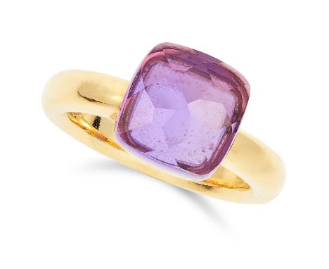 AMETHYST DRESS RING in the style of Pomellato Nudo, set with a faceted top amethyst, signed Ruben, size N / 6.75, 9.5g.