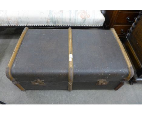 A banded steamer trunk