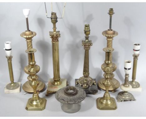 A 20thC Corinthian column table lamp, on an onyx and gilt metal base with modern fixtures, 59cm high, and a quantity of vario