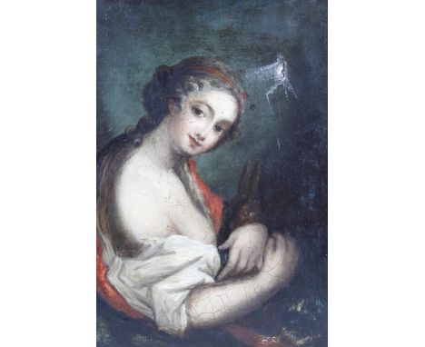 Early 19thC English School. Figure of a lady, Old Master style, oil on canvas, unsigned, 45cm x 34cm.