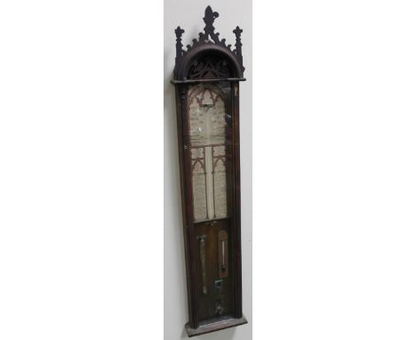 An early 20thC Admiral Fitzroy barometer, in shaped case with paper backing and part fitted interior, 117cm high.